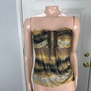 Vintage Y2K Day Trip Women's Top Small Strapless Beaded Stretch USA VV7